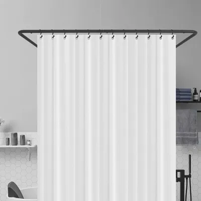 Zdjęcie produktu dla Drążek do zasłon prysznicowych – w kształcie litery U – wymiary 75 x (150–190) x 75 cm – metalowy – regulowana długość – czarny