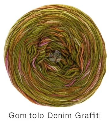 Produktbild von Lana Grossa - Gomitolo Denim Graffiti 0359 ocker oliv pink orange tonrot elfenbein
