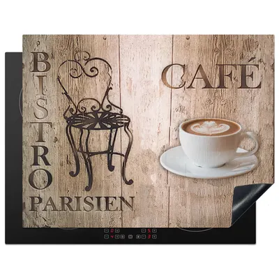 Produktbild von KitchenYeah© Herdabdeckplatte Bistro Parisien - Café - Kaffee - Jahrgang , 77x59cm, Küche Deko, Glaskeramikkochfeld Herdabdeckung, Abdeckplatte fùr Kochfeld