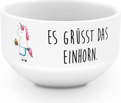 Produktbild von Mr. & Mrs. Panda Schüssel Einhorn Muffin - Weiß - Geschenk, Geburtstag, schale, Müslischale Porzellan, Grüße, joghurtbowl, snackschüssel, Glückwünsche, Geburtstagsgrüße