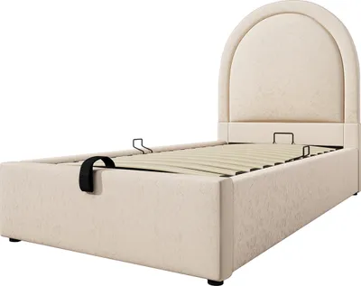 Produktbild von Polsterbett mit kosmischem Muster Gästebett Familienbett Kinderbett Einzelbett für Jungen & Mädchen 90 x 200cm Beige
