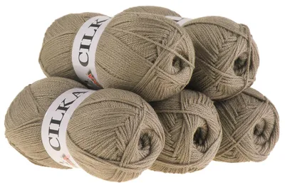 500g Strickgarn CILKA by VLNIKA Klassikgarn Strickwolle mit Schimmereffekt, braunbeige