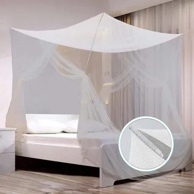 Obrázok produktu pre Klamboe, skladací – sieťka proti komárom – pre pokojný spánok – pre malé postele – 200 x 180 cm – biela