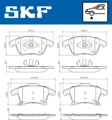Zdjęcie produktu dla Zestaw klocków hamulcowych SKF do przednich hamulców samochodu FORD FUSION (JU) VKBP 80847 A