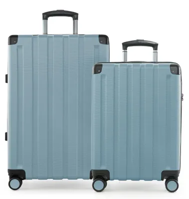 Immagine prodotto di HAUPTSTADTKOFFER Q-Damm - Set di valigie  Valigia da cabina + valigia da viaggio di medie dimensioni con espansione, set di 2 valigie rigide, 4 ruote, Check-In Luggage, TSA, blu piscina