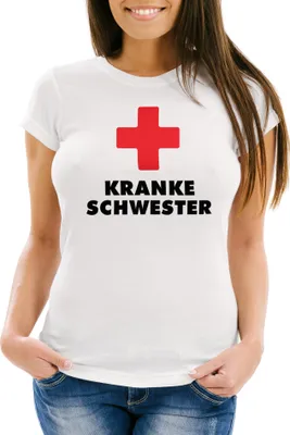 Produktbild von Kranke Schwester Damen T-Shirt Slim Fit Moonworks® weiß S