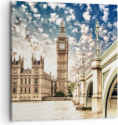 Produktbild von Bild auf Leinwand - Leinwandbild - London architektur big ben - 60x60cm - Wand Bild - Wanddeko - Leinwanddruck - Bilder - Kunstdruck - Wanddekoration - Leinwand bilder - Wandkunst - AC60x60-2415