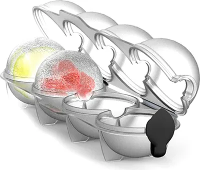 Produktbild von Eiswürfelform für 4 große Eiskugeln, 5 cm Durchmesser, mit dichtem Silikonverschluss