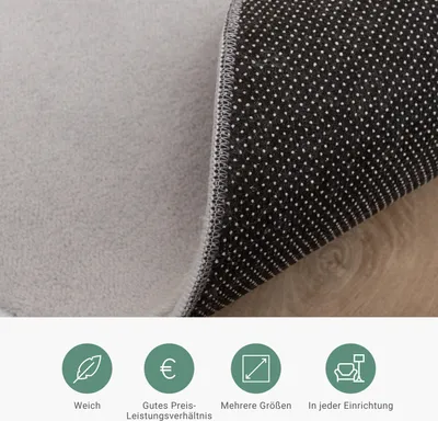 Produktbild von Volero - Waschbarer Teppich Rund - Vivid Grau - Ø 160 cm - Wohnzimmer, Esszimmer, Kinderzimmer, Schlafzimmer - Klassik, Ländlich, Modern, Skandinavisch
