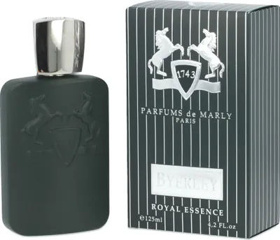 A bottle of Parfums de Marly Byerley Eau de Parfum and its packaging are displayed against a white background.