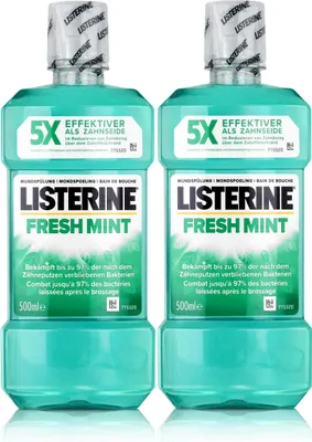 Produktbild von Listerine Fresh Mint 500ml - Für die tägliche Mundspülung (2er Pack )