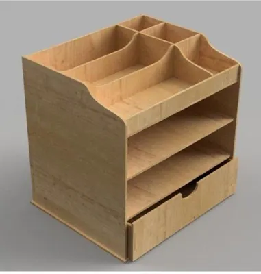 Immagine prodotto di Organizer da scrivania Wowart, design a bussola, in legno, 28x23x28 cm