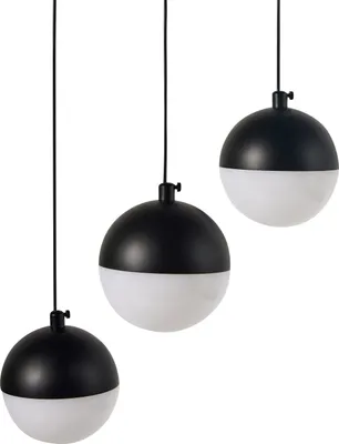 Zdjęcie produktu dla BELIANI Lampa wisząca czarna metalowa 3 punktowa zintegrowane oświetlenie LED okrągłe szklane klosze do salonu nowoczesna