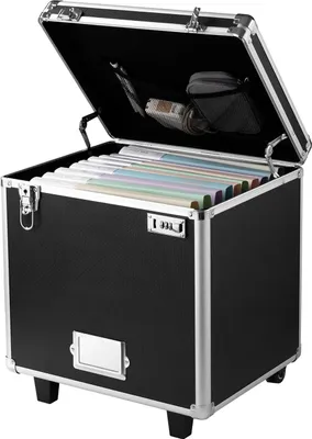Produktbild von Aktenaufbewahrungsbox - Aktenkoffer-Trolley - Abschließbar - Mit Rollen - Teleskopgriff - Innenmaße 39,6 x 32 x 38,1 cm - Für Büro & Zuhause