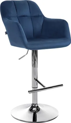 Produktbild von CLP Barhocker Natoma Samt I 360° Drehbar, Metallgestell Mit Fußstütze blau Material Gestell Metall in Chromoptik