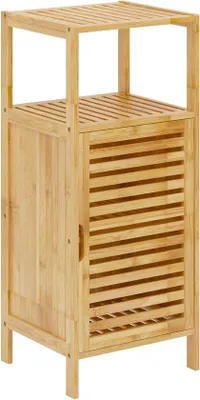 Image de Armoire de salle de bain en bambou – Armoire de rangement multifonctionnelle – 1 pièce – Naturel
