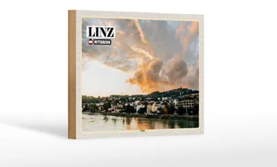 Produktbild von Holzschild Reise Linz Österreich Urfahr Fluss 18x12 cm Dekoration