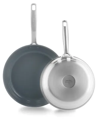 Bratpfannen-Set 24 & 28 cm, Keramik-Antihaft, Edelstahl, PFAS-frei, Induktion