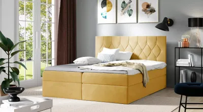 Obrázek produktu pro Postel boxspring TIBOR - 200x220, žlutá + topper
