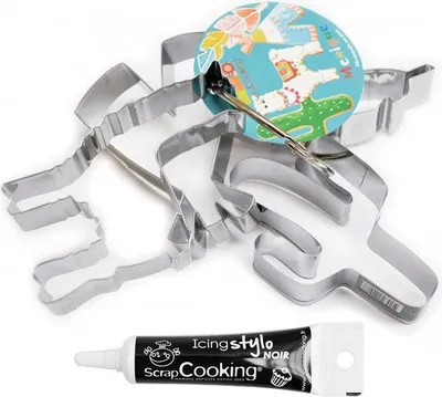 Produktbild von 4 Ausstechformen Lama + Icing schwarzen Stift