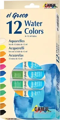 Produktbild von KREUL el Greco Aquarellfarben Set 12 x 12 ml Tuben
