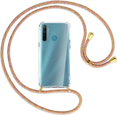 Produktbild von Handykette Backcover-Schutzhülle mit Band (Metall goldfarben) für Realme 5 / 5i - Rainbow