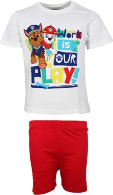 Produktbild von Paw Patrol Kinder kurzarm Schlafanzug Pyjama Nachtwäsche – Weiß / 122