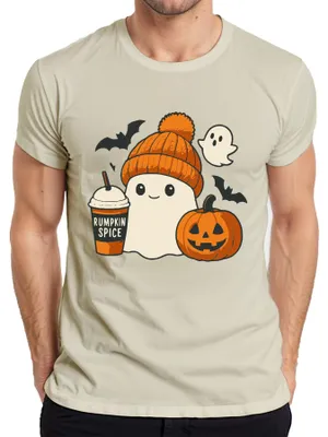 Obrázek produktu pro Rumpkin Spice Ghost Pumpkin Halloween Autumn Coffee Cap Sweet Pánské tričko, Nature, XL
