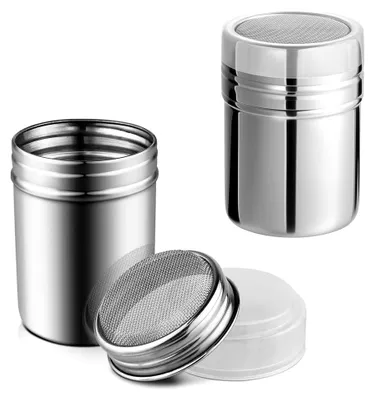 Produktbild von 2 Stück Puderzuckerstreuer, Mehlstreuer mit feinem Sieb und Deckel, Kakaostreuer für Cappuccino, Zuckerstreuer, spülmaschinengeeignet, für Backen und Kochen