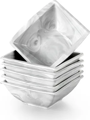 Obrázek produktu pro MALACASA, série Blance, 6dílná sada misek mramorový porcelán miska na cereálie miska na salát miska malá miska