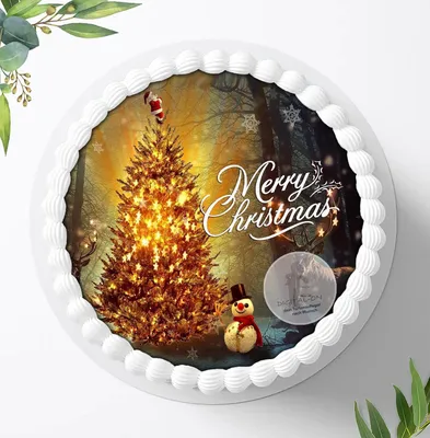 Produktbild von Für die Geburtstags Torte ein Tortenaufleger, Zuckerbild mit dem Motiv: Weihnachten, Essbares Foto für Torten, Fondant, Ø 20cm, 0358w