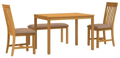 Image de Ensemble de salle à manger vidaXL, 4 pièces, gris, bois massif chêne
