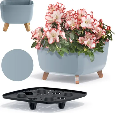 Image de Pot de jardin 39 cm sur pieds décoratif gris