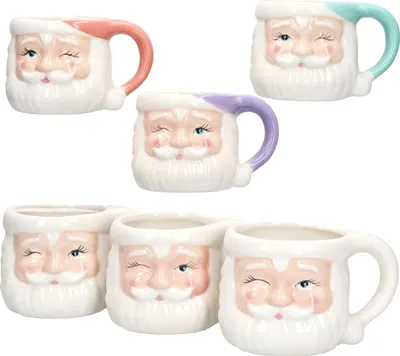 Obrázek produktu pro 6x hrnek na kávu Father Christmas 280ml 4 barvy svařené víno pastelový hrnek na vánoční hrnek