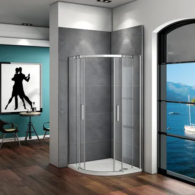 Produktbild von 90x90X195cm Runddusche Viertelkreis Dusche Schiebetür Bad Duschraum