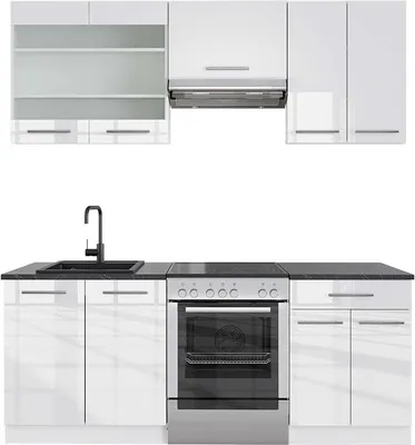 Immagine prodotto di Cucina componibile Vicco Fame-Line Bianco lucido/bianco 200 cm , PL Antracite, Model 42651