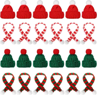 Imagen del producto de Mini gorro navideño, pequeño, de punto, 1 unidad, para decoración navideña