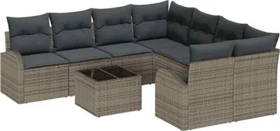 Image de Ensemble de canapés de jardin vidaXL, gris, 55 x 55 x 37 cm, en rotin synthétique