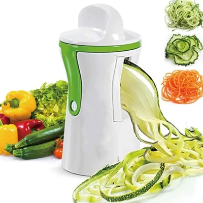 Produktbild von Spiralschneider Hand - inkl. Fingerschutz - Gemüsespiralschneider - für Karotte, Gurke, Kartoffel,Kürbis, Zucchini - grün-weiß