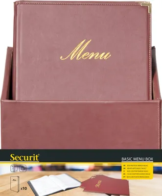 Menükartenbox Lederlook, 20 Karten + Einsatz, A4, braun, 38x23x32 cm