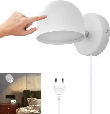 Obrázek produktu pro Stmívatelná LED nástěnná lampa s dotykovým ovládáním a nastavitelným úhlem 360° – teplé bílé světlo pro domácí použití