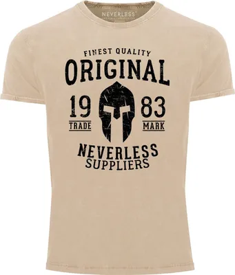 Produktbild von Cooles Angesagtes Herren T-Shirt Vintage Shirt Original Gladiator Aufdruck Used Look Slim Fit Neverless® natur XXL
