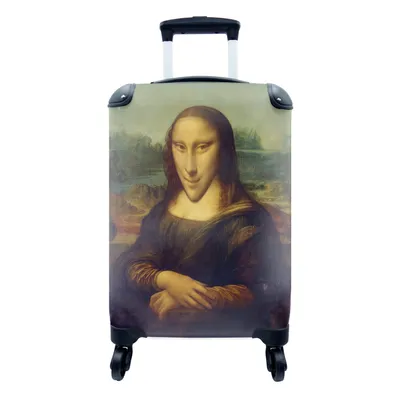 Produktbild von MuchoWow® Koffer Handgepäck Trolley Rollkoffer Kleine Reisekoffer mit 4 Rollen - Mona Lisa - Leonardo da Vinci - Karikatur - Cabin Size < 55x40x23 cm & 55x40x20 cm - Fotokoffer - Kabinenkoffer - Boardgepäck - Reise-Box - Reisekoffer - Reisegepäck - Koffer mit Bild - Trolley für Kinder