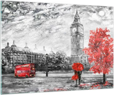 Produktbild von Bilder auf glas - London Bus - 100x70cm - Glasbilder - Wandbilder - Bilder - Kunstdruck - zum Aufhängen bereit - Wanddekoration aus Glas - Glas Bilder - Wandbild auf Glas - Einteilig - GAA100x70-3866