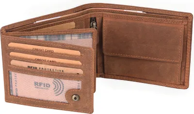 Produktbild von Benthill Geldbörse Herren Leder - Echtleder Geldbeutel mit RFID-Schutz - Slim Portemonnaie für Herren