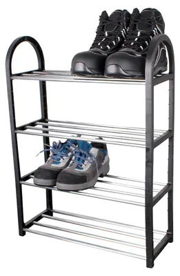 Schuhregal Kunststoff Schwarz-Silber mit 4 Böden