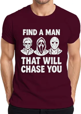 Obrázek produktu pro Najít muže, který tě bude pronásledovat Horror Masken Jason Ghostface Herren T-Shirt, Burgundy, S