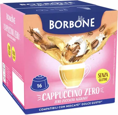 Obrázok produktu pre Caffè Borbone Cappuccino Zero, Kávová kapsula, Cappuccino, 12 g, Dolce Gusto, Caffe Borbone, Nescafé, Dolce Gusto