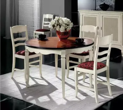 Image de Ensemble complet Table de salle à manger 4x chaises Commode Groupe de salle à manger Table en bois blanc Nouveau