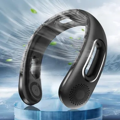 Produktbild von Hotsales Hals-Ventilator, freihändig, blattloser Halsventilator, tragbar, wiederaufladbar, 360° kühlender Halsventilator, 4 Geschwindigkeiten, leise, 5200 mAh batteriebetrieben, USB-tragbarer